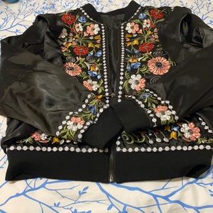 Black floral embroidered jacket